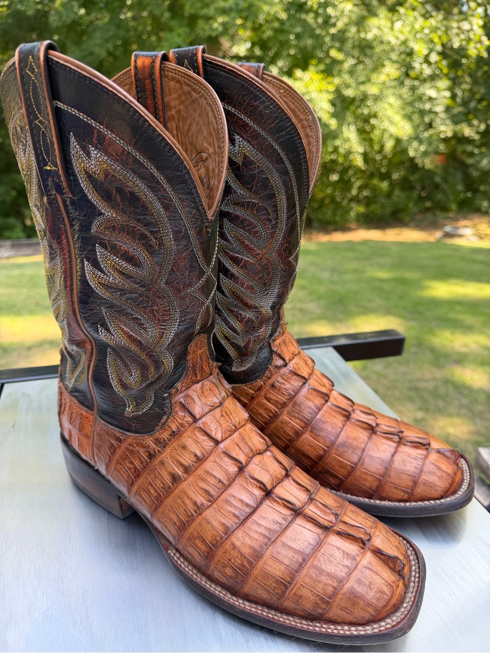 Lucchese Men’s Exotic Hornback Caiman Cowboy Boots